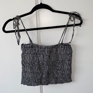 Gingham spaghetti strapped cropped top